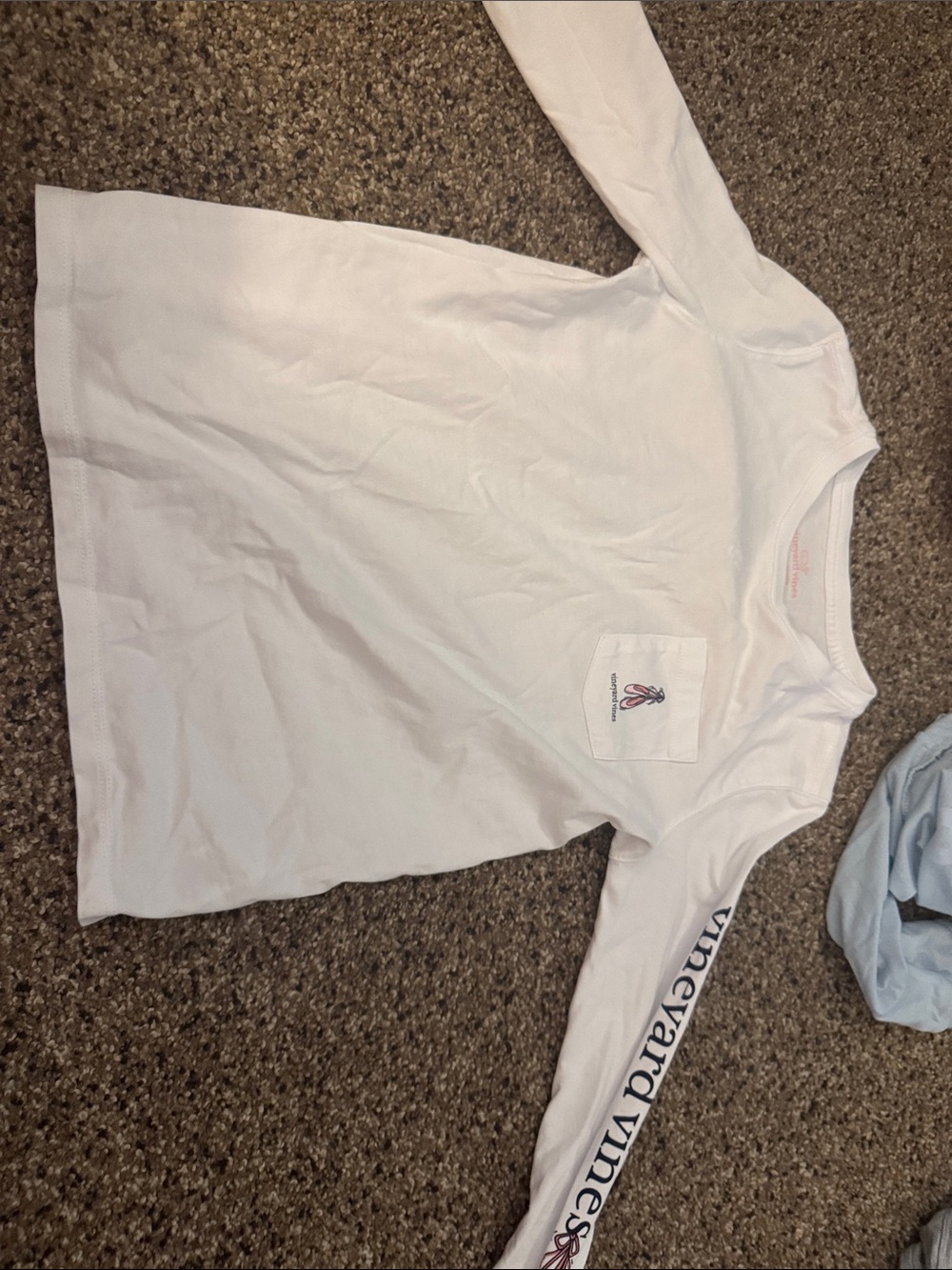Vineyard Vines White Long-Sleeve Pocket Tee with Sleeve Logo